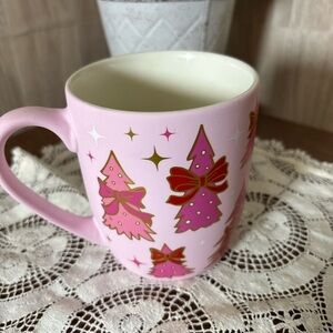 Pink Christmas Tree With Bow Mug Peppermint and Pine